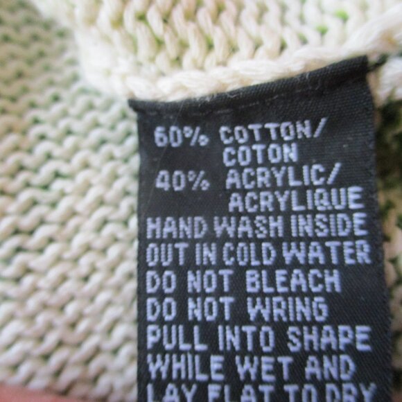 Vintage 1990's  green SPARKLY!  floral  cotton sweater - Picture 5 of 6